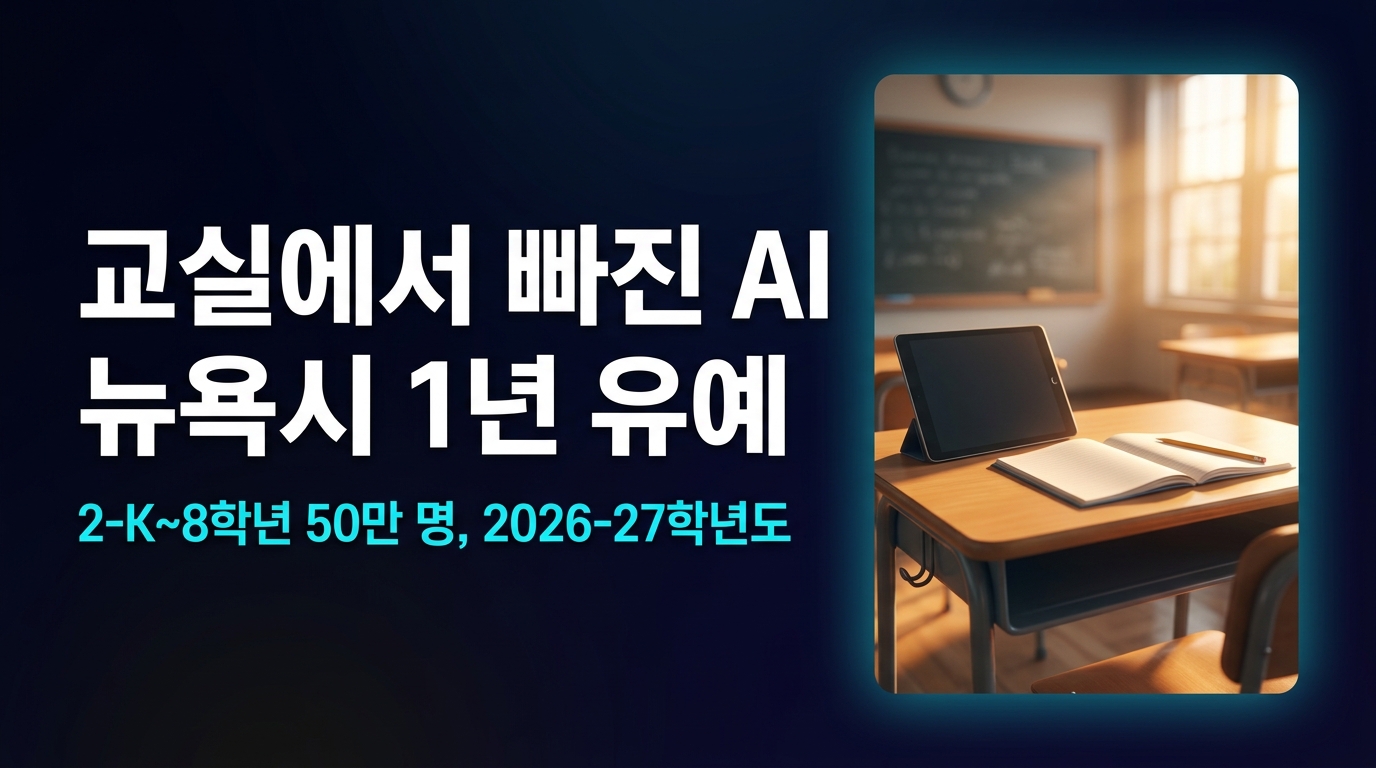 뉴욕시 AI 금지, 초·중학생 50만 명 2026년 9월 시행